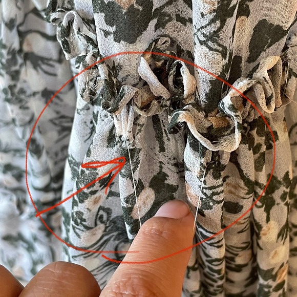 *FLAWED* MISA Los Angeles Floral‎ Print Ruffle Mini Dress, XS, Sheer, Bohemian - Picture 6 of 13